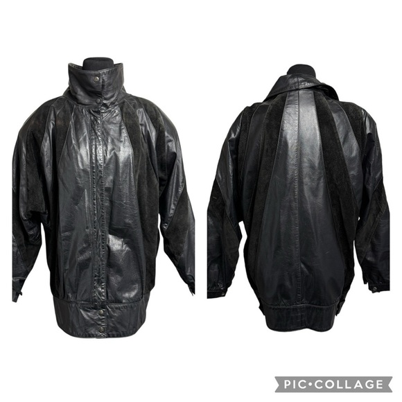 COMINT Vintage Women SZ  L Leather Jacket Dolman Sleeve ARGENTINA Y2K Boho Bombe - Picture 1 of 16